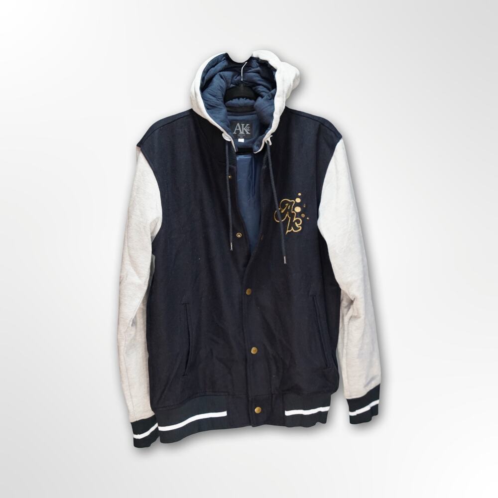 AKOMPLICE Men's Letterman Coatigan - Blue/Gray - Large
